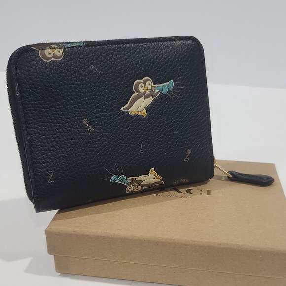 💗COACH NIB Owls Print Small Zip Around Leather Wallet in a COACH GIFT BOX $125 - Picture 10 of 11